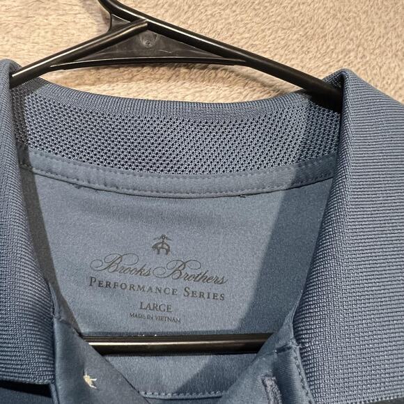 Brooks Brothers Polo Shirt Mens Large Blue Performance Series Golf Stretch Knit - Picture 4 of 8